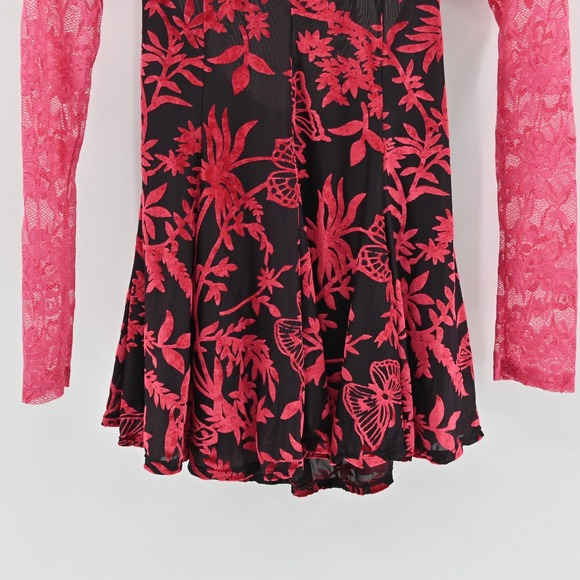 Delias Dolls Kill Watermelon Sugar Velvet Burnout‎ Dress Size M Lace Floral Mini - Picture 10 of 13